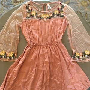 Embroidered Floral and Mesh Dress!